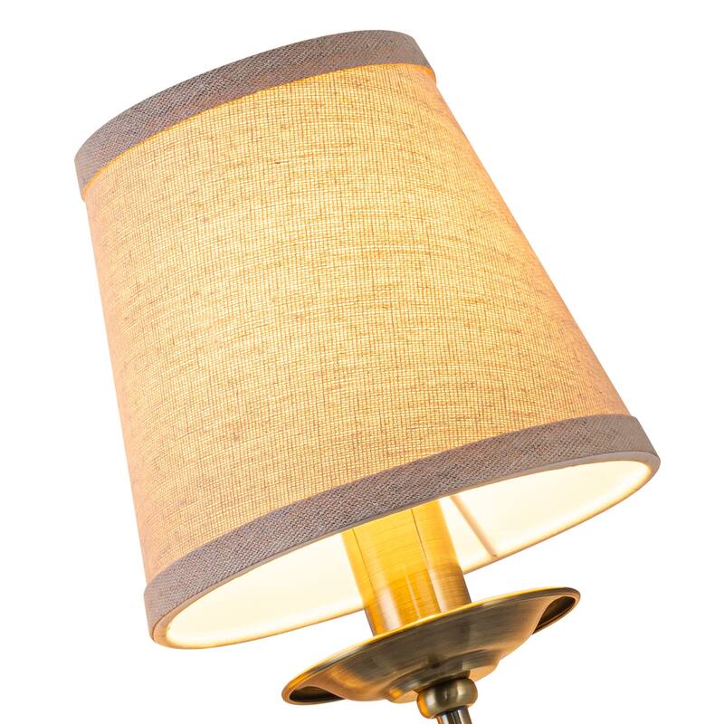 Antique Bronze Finish Wall Sconce with Trapezoid Linen Shade