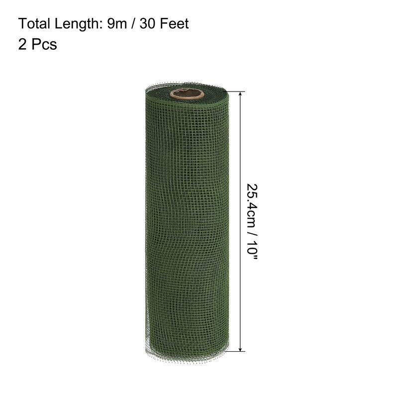 2 Pcs 10" x 30Feet PP Decorative Mesh Ribbon, with Foil - Olive