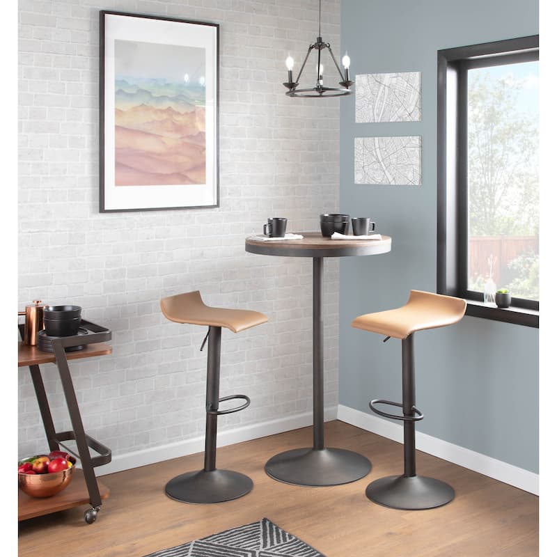 Carbon Loft Hess Industrial Barstool in Antique Metal and Faux Leather (Set of 2)