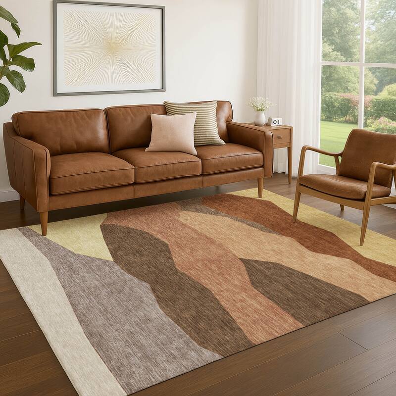 Machine Washable Indoor/ Outdoor Modern Dacono Chantille Rug