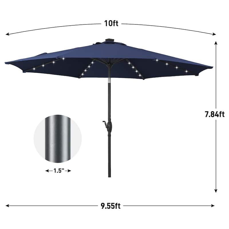 Autlaycil 10FT Solar Power LED Lights Patio Umbrella