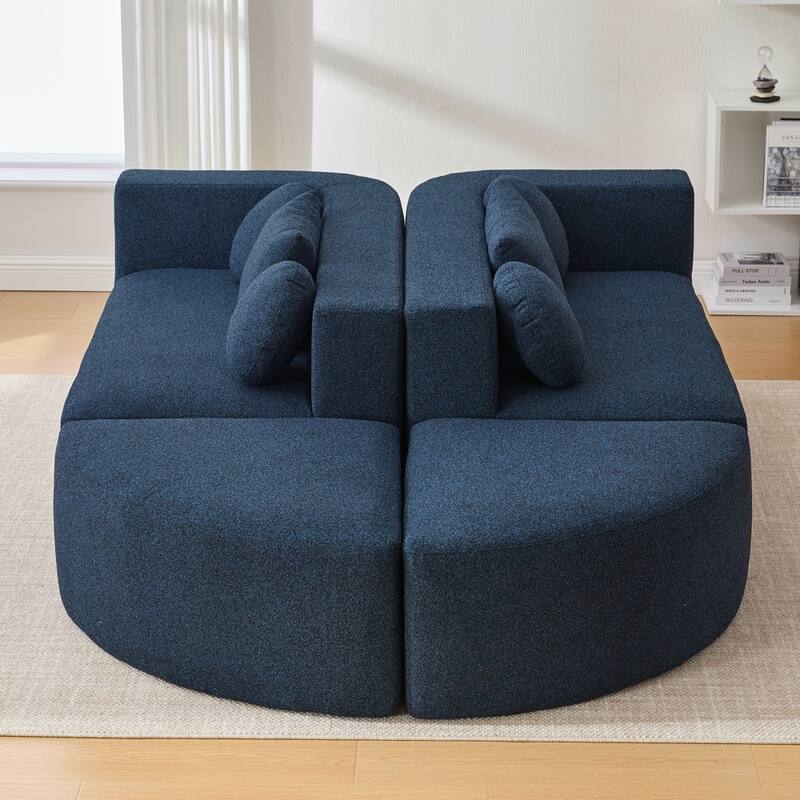 114.9" Free-combined Modular Sectional Sofa Bed with Deep Seating and Curved Design