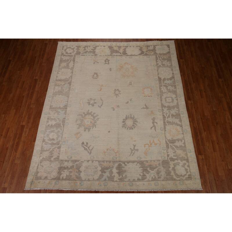 Vegetable Dye Oushak Turkish Area Rug Hand-knotted Wool Carpet - 8'4"x 9'11"