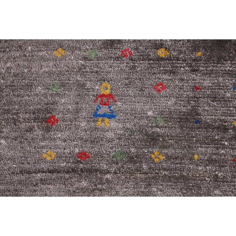 Gray Gabbeh Indian Area Rug Handmade Silk Carpet - 5'2"x 8'2"