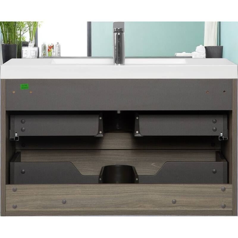 30" Wall-Mounted Bathroom Vanity with Resin Sink - Floating Bathroom Cabinet with Soft-Close Hinges,Floating Vanity Cabinet