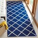 preview thumbnail 9 of 49, SAFAVIEH Handmade Flatweave Dhurries Regenia Modern Moroccan Wool Rug 2'6" x 10' Runner - Dark Blue - Runner