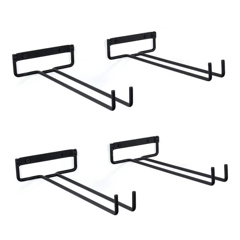 Wallniture Chiraz 11" Glass Rack Wall Mount, Black, Set of 4