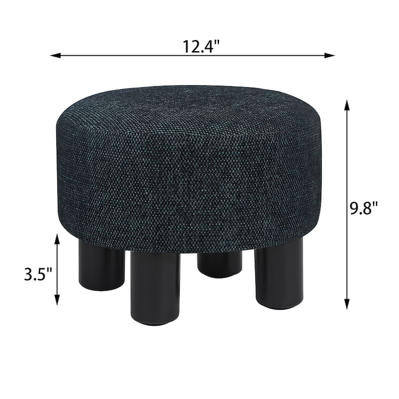 Adeco Round Ottoman Velvet Footrest Stool Modern Padded Seat Footstool