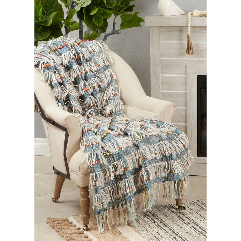 Throw Blanket With Shaggy Striped Design Bed Bath & Beyond 35473931