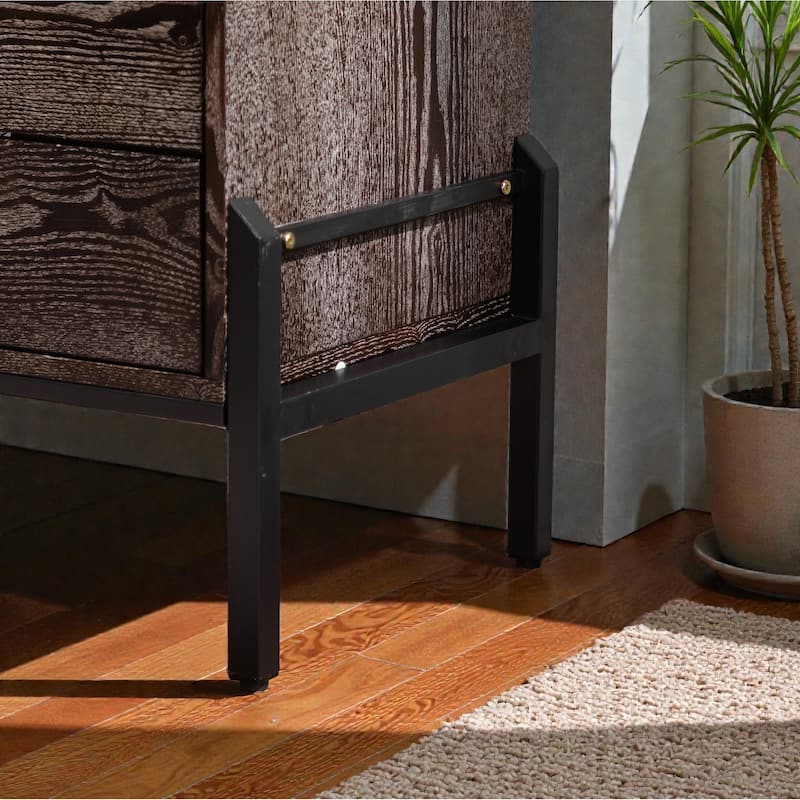 48.21" Mid-Century Modern 6-Drawer Sideboard with 3D Diamond Fronts, Solid Wood & MDF Console Table