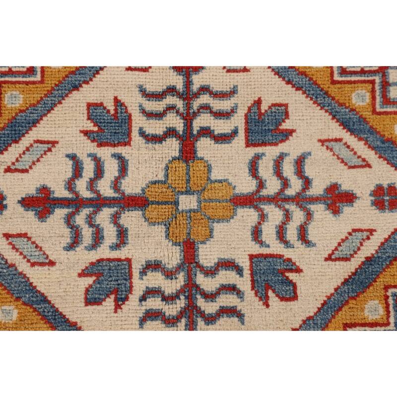 Geometric Red Kazak Oriental Area Rug Handmade Wool Carpet - 6'8" x 9'9"