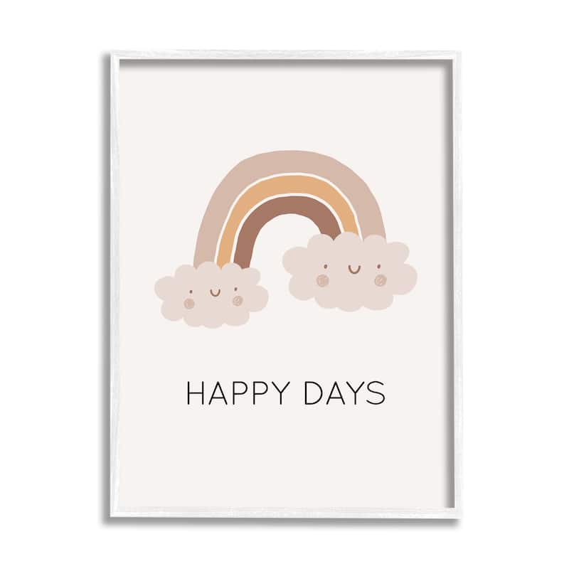 Stupell Happy Days Rainbow Framed Giclee Art Design by LSR Design Studio - 24 x 30 - White