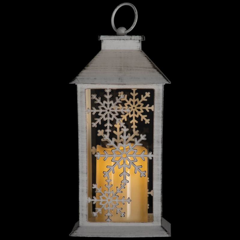 LED Lighted Snowflakes Christmas Candle Lantern - 11"