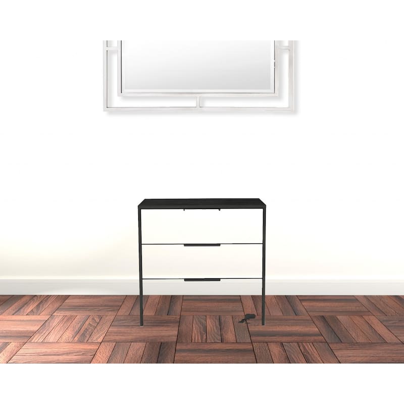 Wood Modern 3-Drawer Horizontal Dresser with Metal Handles