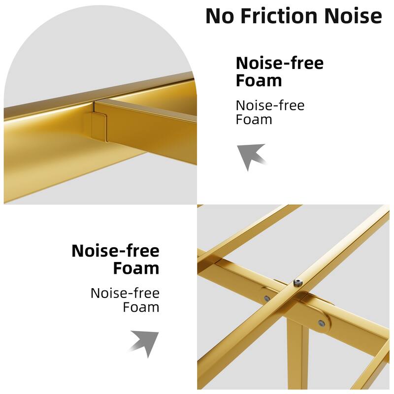 Classic Queen Size Metal Platform Bed Frame with Iron-Art Headboard, Underbed Storage & Noise-Free Design