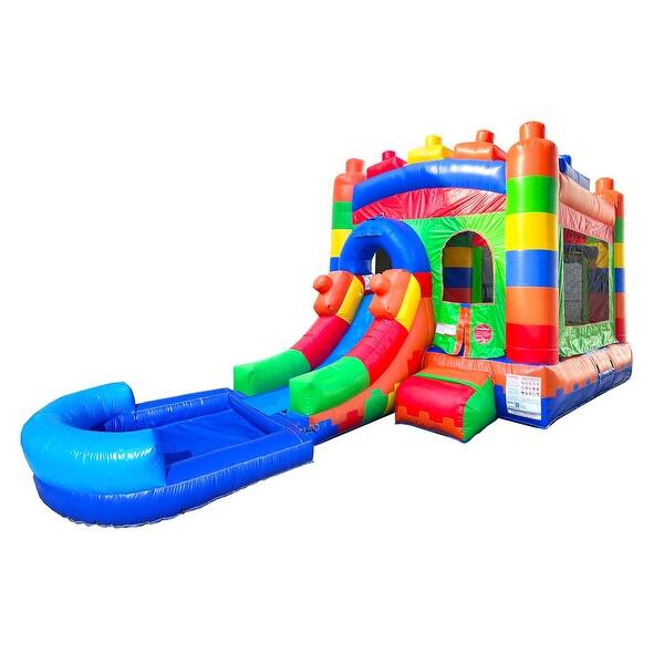 slide 2 of 5, Pogo Bounce House Crossover Bounce House with Slide and Splash Pool, Building Block