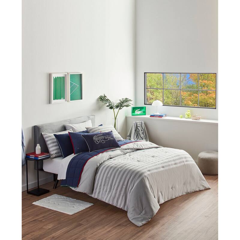 Lacoste Court Stripe Comforter Set - King - 3 Piece
