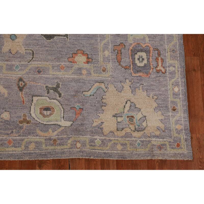 Hand Knotted Oriental 100% Wool Carpet Transitional All-Over Greys & Charcoal Oushak Area Rug - 10' 0'' X 8' 0''