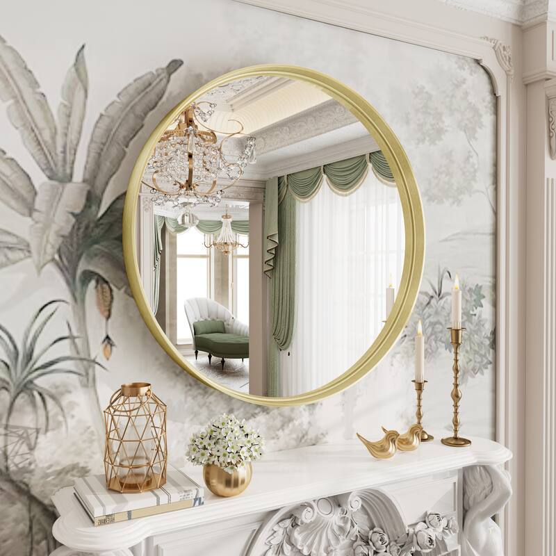 Round Tempered Glass and Metal Framed French Cleat Mounted Wall Bathroom / Vanity Mirror