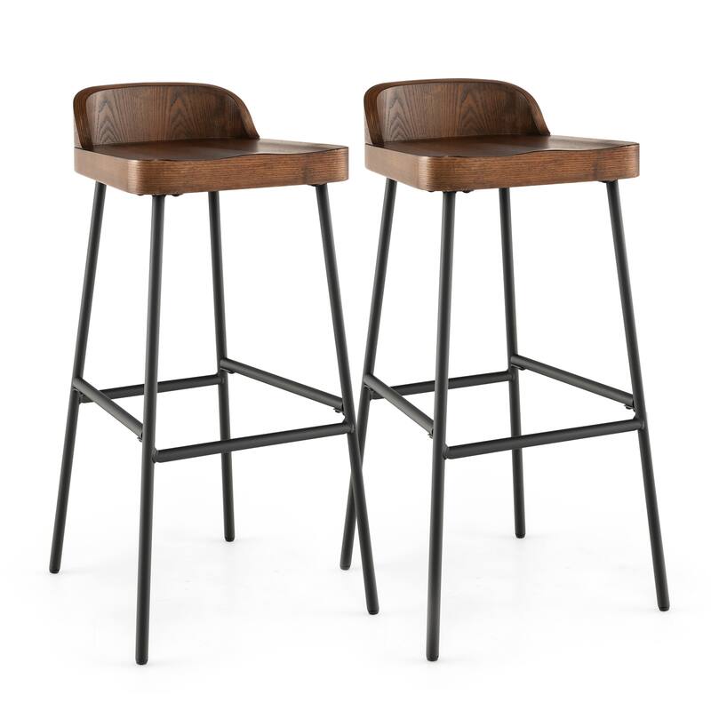 Industrial Bar Stools with Low Back and Footrests - 16.5" x 14" x 32.5" (L x W x H)