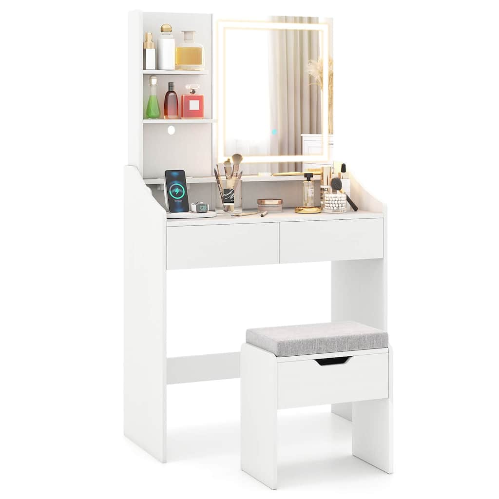Costway Vanity Desk with Mirror and Lights LED Lighted Makeup Table - See Details