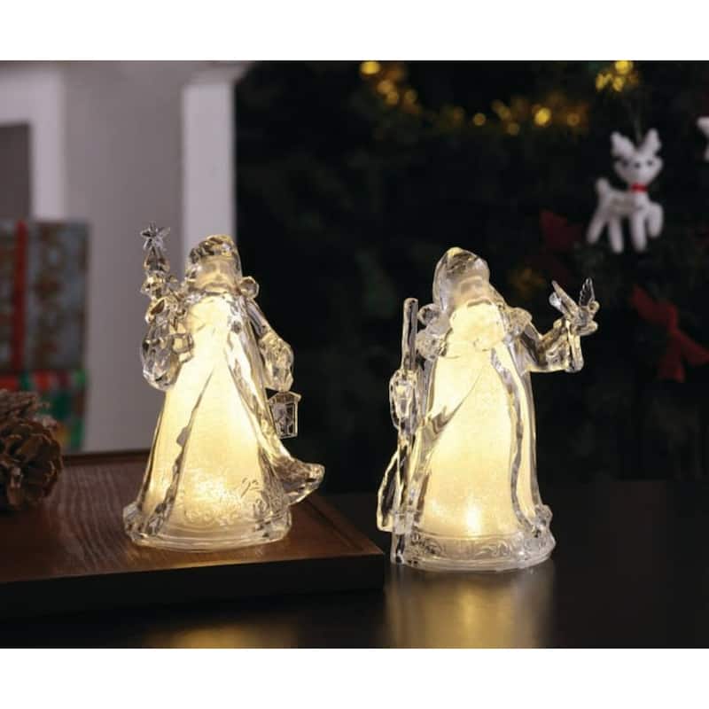 Set of 8 Clear and Gold Glitter Santa Tabletop Decor