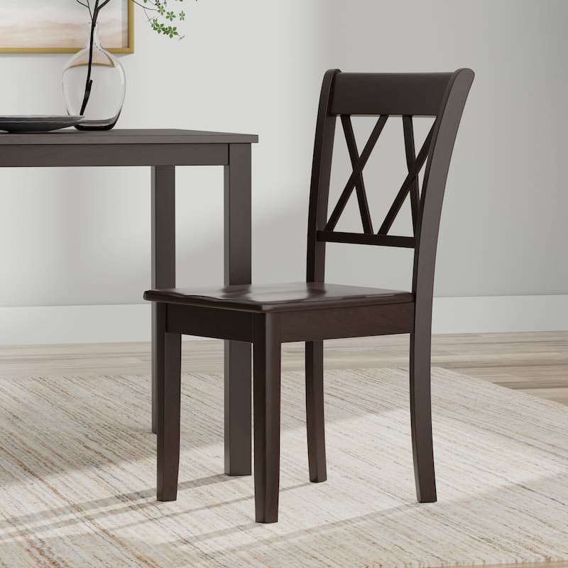 3-Piece Dining Set, 48" Rectangle Wood Table and Double X-Back Chairs