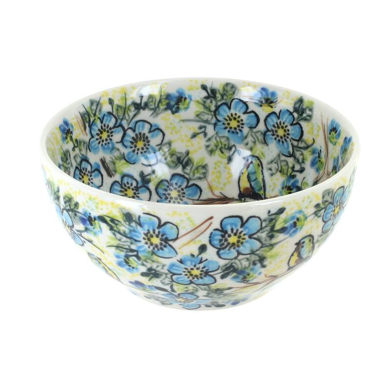 Blue Rose Polish Pottery Vena Cereal Bowl - Bluebird