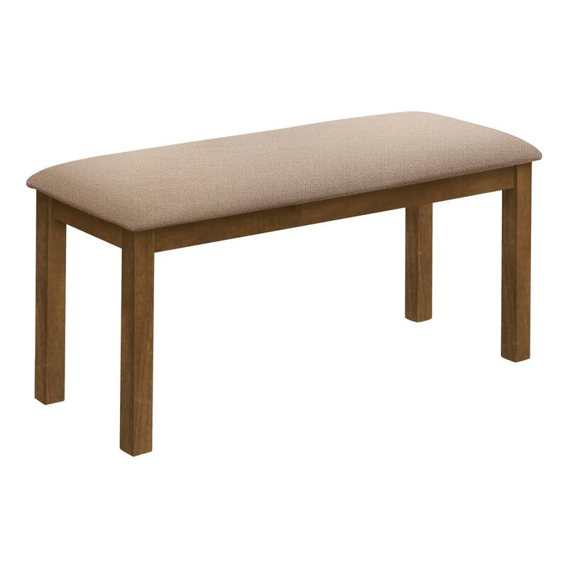 Bench, 42" Rectangular, Wood, Upholstered, Dining Room, Kitchen, Entryway, Brown And Beige, Transitional