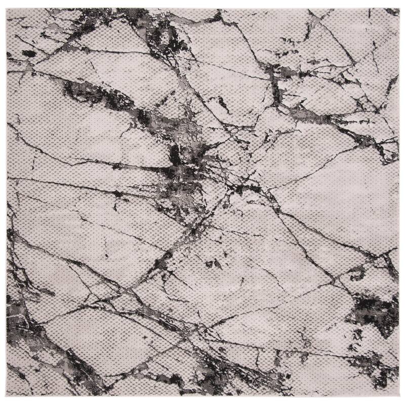 SAFAVIEH Lurex Rosita Modern Abstract Polyester Rug - 6'7" Square - Grey/Black