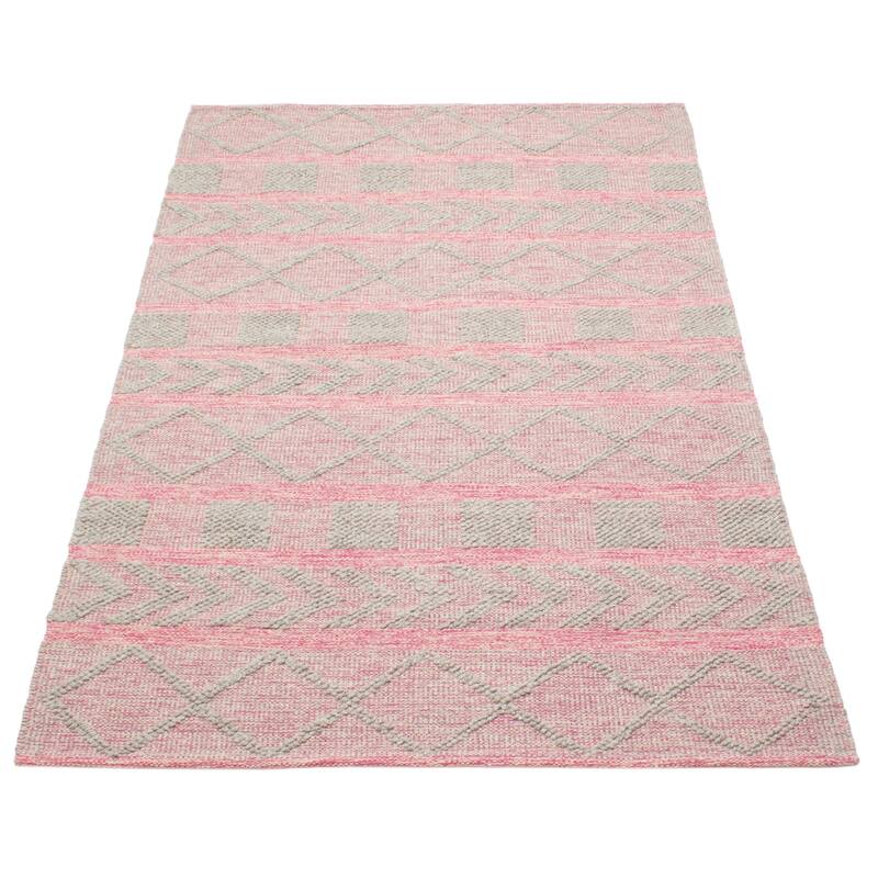 ECARPETGALLERY Braid weave Sienna Dark Pink Wool Rug - 5'0 x 8'0