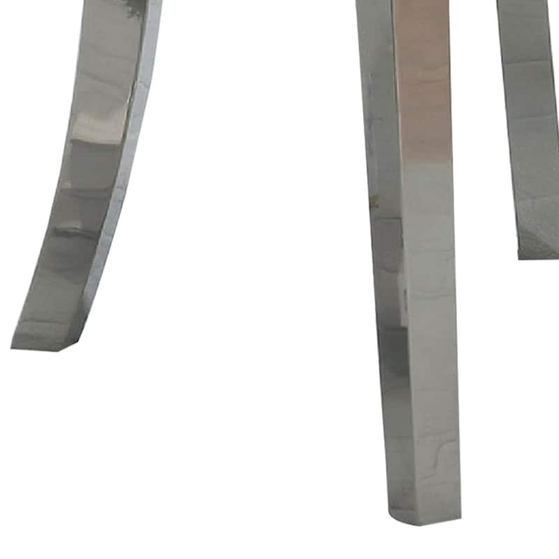 24 Inch Dining Side Chair Set of 2, Tufted Silver Gray Fabric, Chrome legs