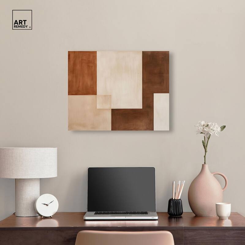 Cream and Brown Panels IV Canvas by Art Remedy, Gallery Wrapped