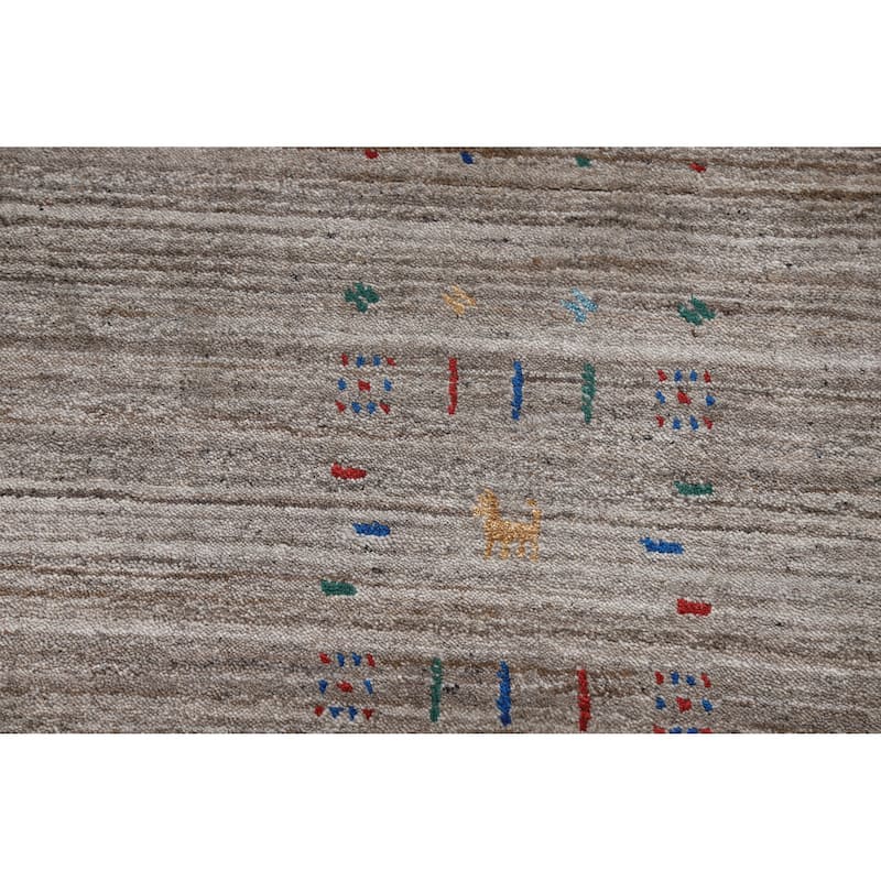 Hand Knotted Oriental 100% Wool Carpet Tribal Tribal Greys & Charcoal Gabbeh Area Rug - 10' 1'' X 8' 5''