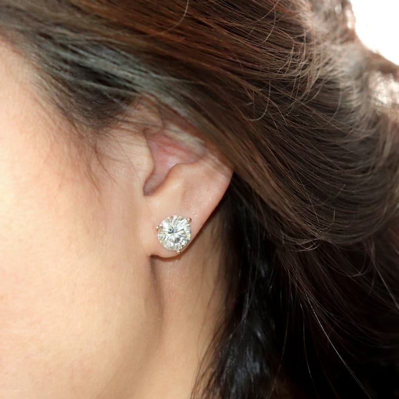 Auriya 4ctw Round Moissanite Stud Earrings 14k Gold Martini-set - 8.2 mm