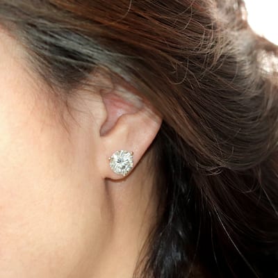 Auriya 4ctw Round Moissanite Stud Earrings 14k Gold Martini-set - 8.2 mm