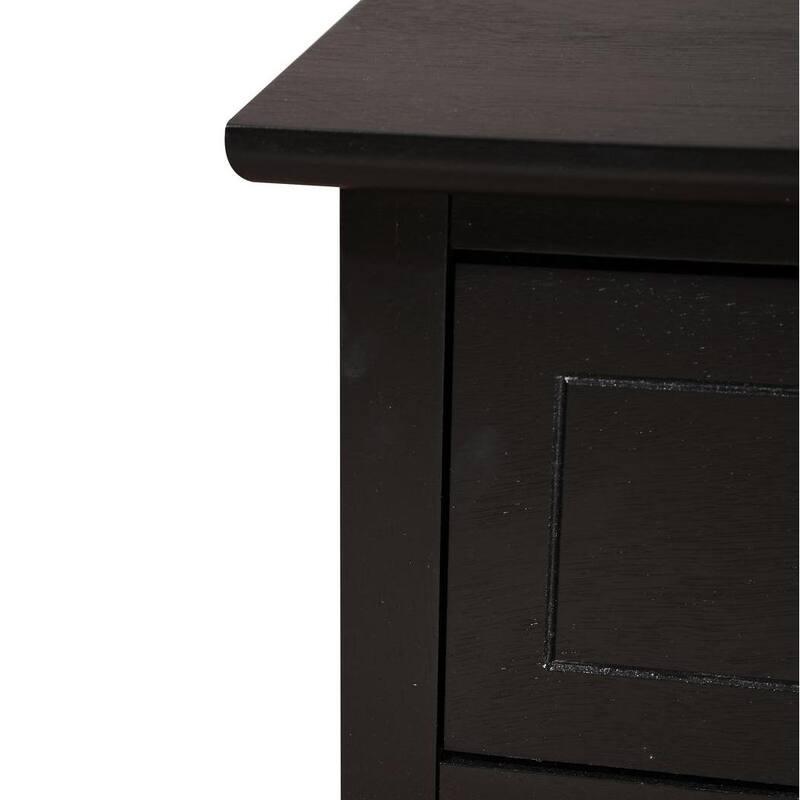 Modern classic solid wood nightstand, living room side table with three storage drawers and metal handles