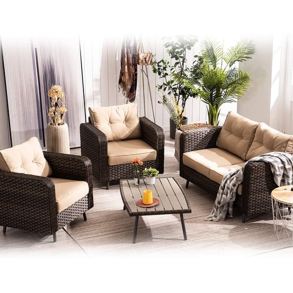 Mcombo Patio Furniture Sectional Set 4 Pieces Outdoor Wicker Sofa 6082 9541 Overstock 32389584
