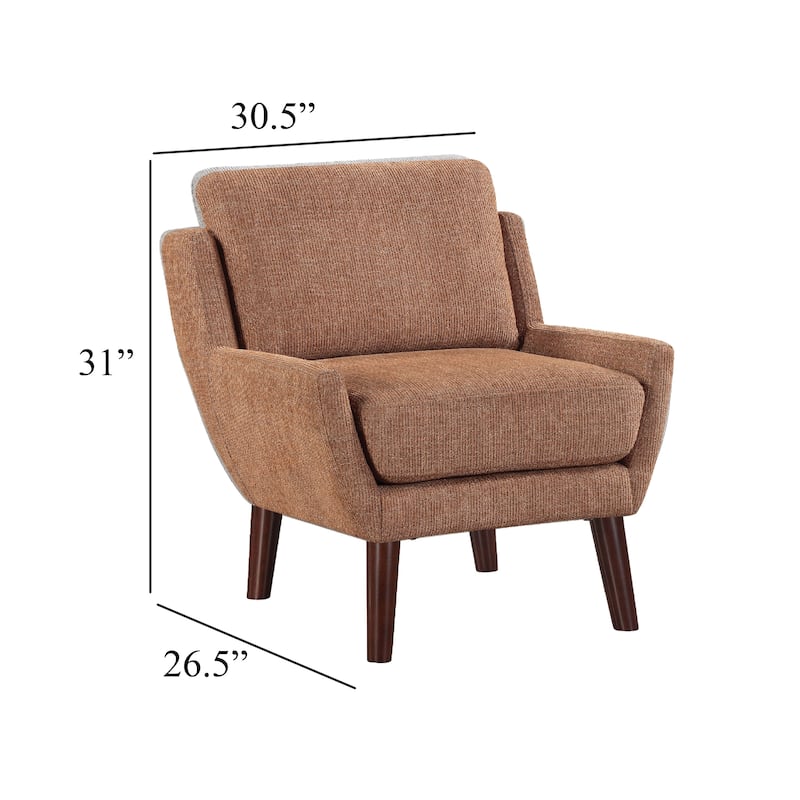 Veny Accent Armchair, Burnt Orange Chenille, Solid Wood Angled Legs