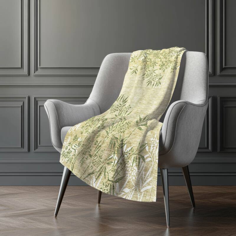Premium Machine Washable Modern Floral Sherpa Throw Blanket