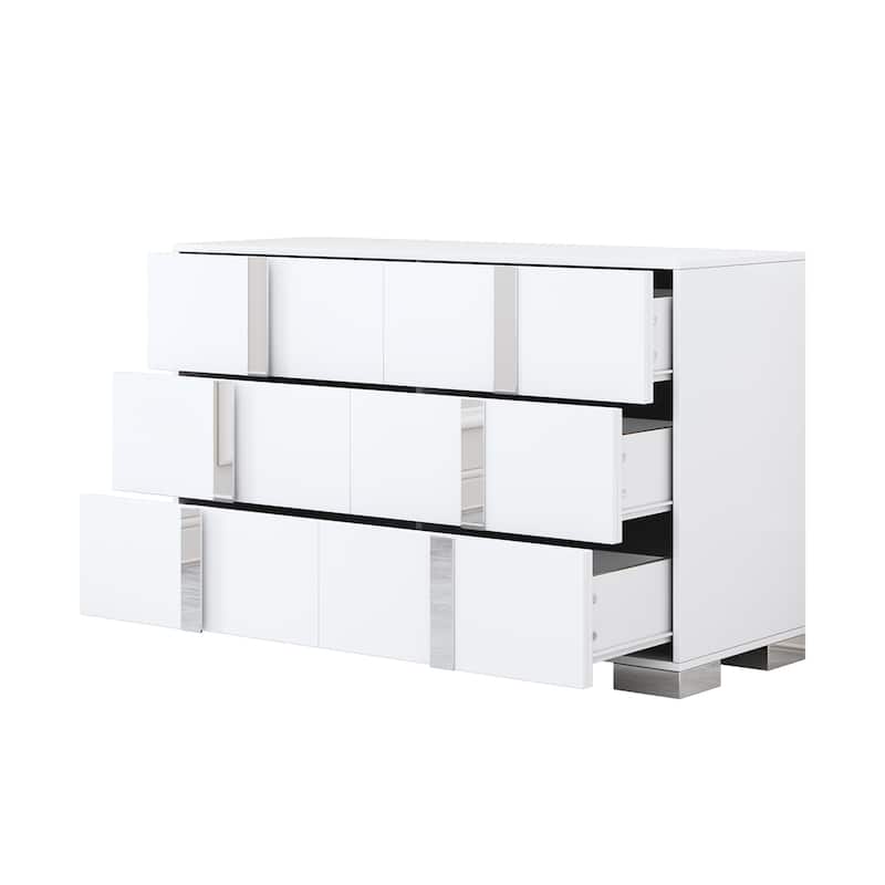 Elegant Modern Dresser with Metal Handle,Mirrored Storage Cabinet