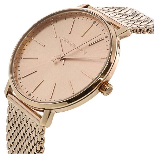 Shop Michael Kors Women S Mesh Band Crystal Rose Gold Dial Ladies Watch Rose Gold On Sale Overstock 31609222