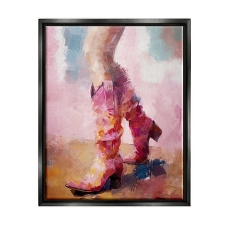 Stupell Abstract Pink Cowgirl Boots Framed Floater Canvas Wall Art ...