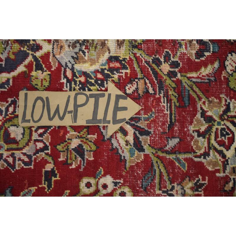 Hand Knotted Oriental 100% Wool Carpet Traditional Floral Red Kashan Area Rug - 12' 7'' X 9' 1''