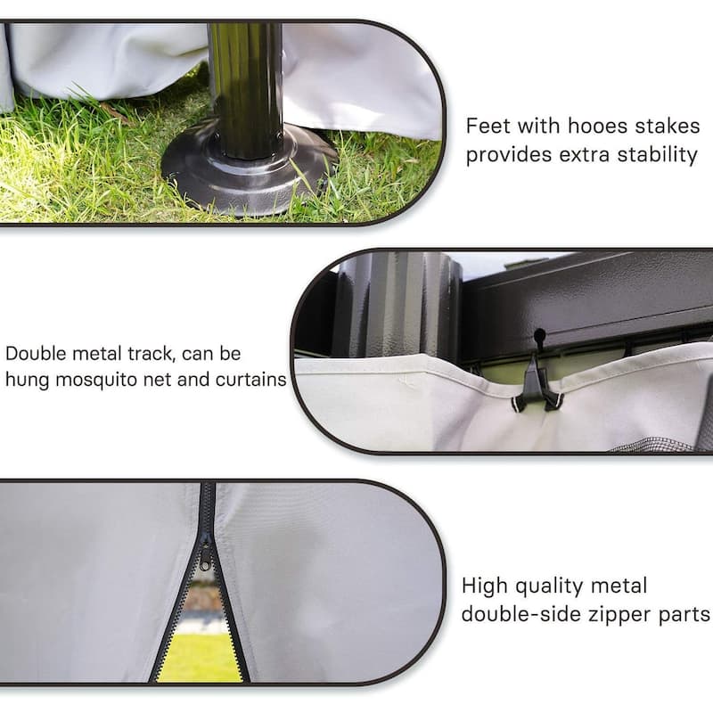 Grand Outdoor Patio 13 ft. W x 10 ft. D Steel Patio Gazebo with Mosquito Netting and Shade Curtains