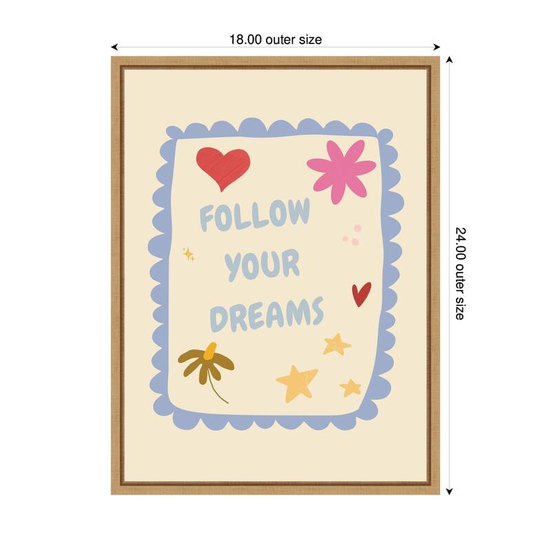 Kate and Laurel Follow Your Dreams by Laura Moss Framed Canvas Wall Art Print