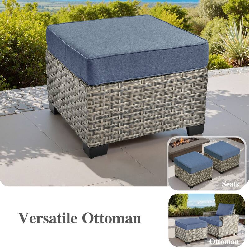 OVIOS 8 Pieces T shaped Seat Wide Armrest Set With Solar-Powered Coffee Table