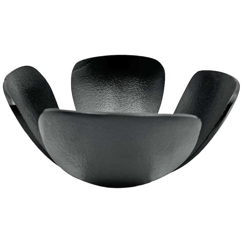 9 Inch Wide Decorative Handmade Aluminum Clover Leaf Bowl - 9 x 9 x 4 in - Black