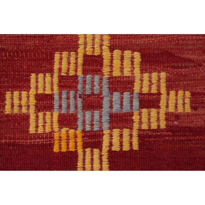Hand Woven Oriental 100% Wool Carpet Southwestern Tribal Red Kilim Area Rug - 8' 8'' X 6' 5''