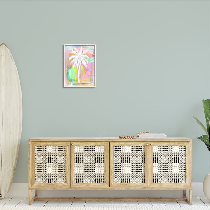 Stupell Pastel Palm Tree Tropical Layered Brush Strokes Framed Wall Art, Design by Kristen Dew